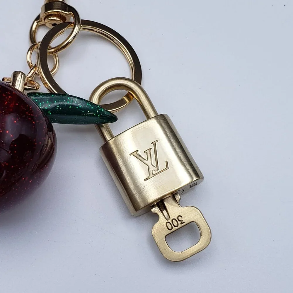Authentic Louis Vuitton Lock & Key with Unbranded Apple Charm, Keychain